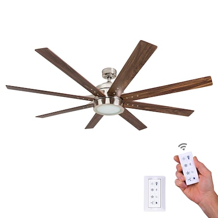 Honeywell Xerxes, 62 in. Ceiling Fan with Light & Remote Control, Brushed Nickel 50608-40